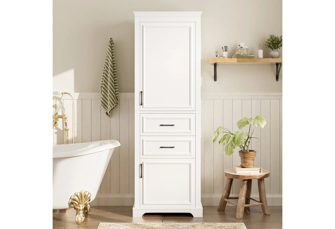 Flieks Hochschrank Badkommode Weiß mit 2 Schubladen & Soft-Close - Bild 4