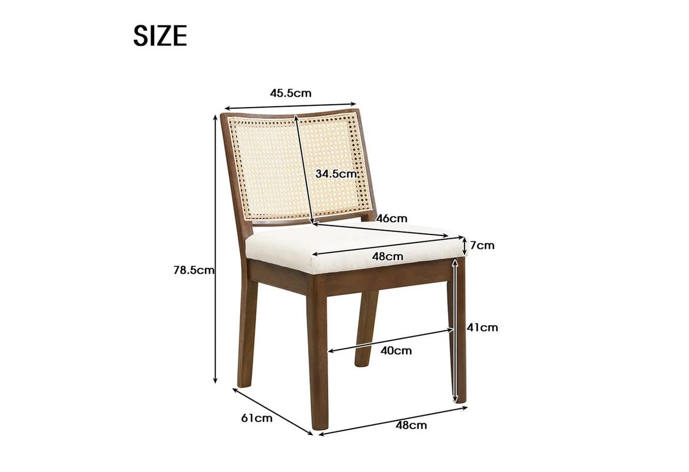 Flieks Esszimmerstuhl 2er Set Massivholz Leinen Beige - Bild 4