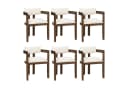 Flieks Esszimmerstuhl 6er Set Massivholz Leinen Walnuss Bild 3