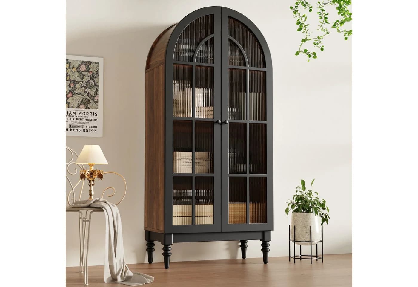 Flieks Hochschrank Bogen-Mehrzweckschrank mit Glastüren - Bild 2