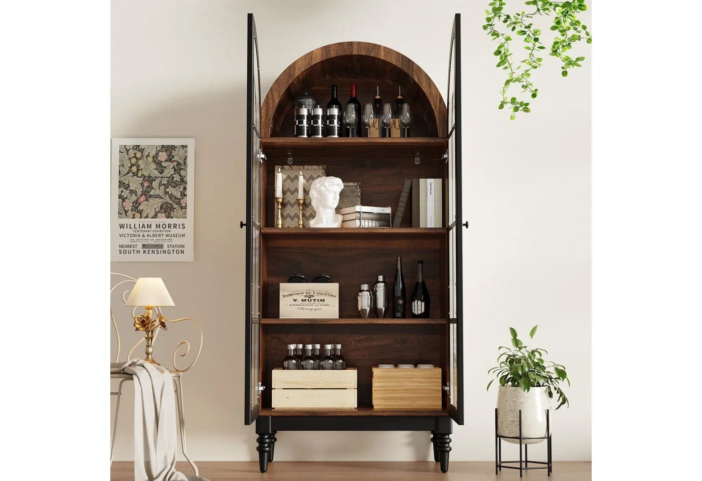 Flieks Hochschrank Bogen-Mehrzweckschrank mit Glastüren - Bild 3