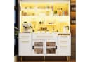 Flieks Küchenbuffet Weiß mit LED-Beleuchtung und Glasschiebetüren Bild 3