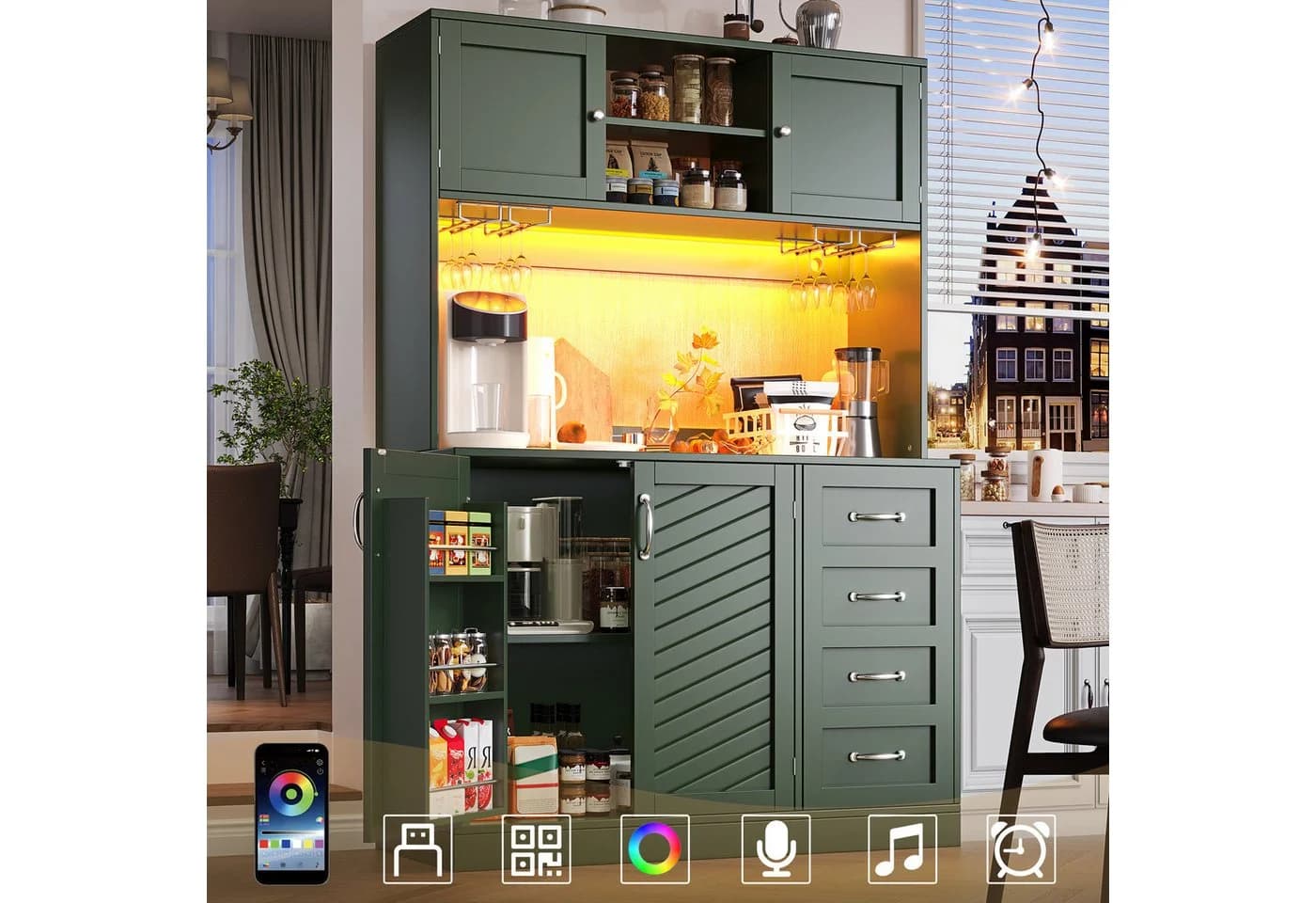Flieks Küchenbuffet Grün LED-Beleuchtung - Bild 2
