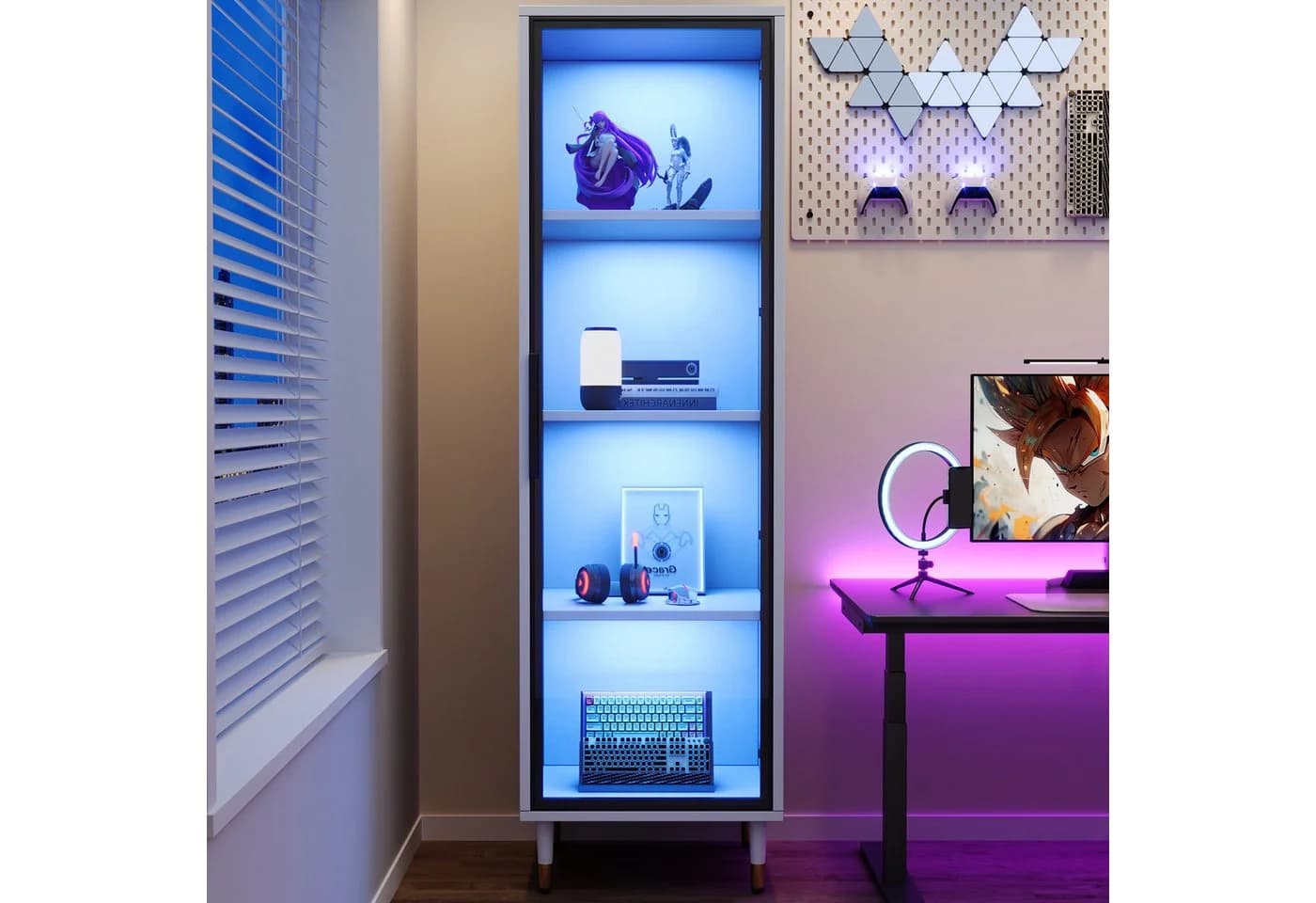 Flieks Glasvitrine Hochschrank mit LED-Beleuchtung und Glastüren - Bild 2
