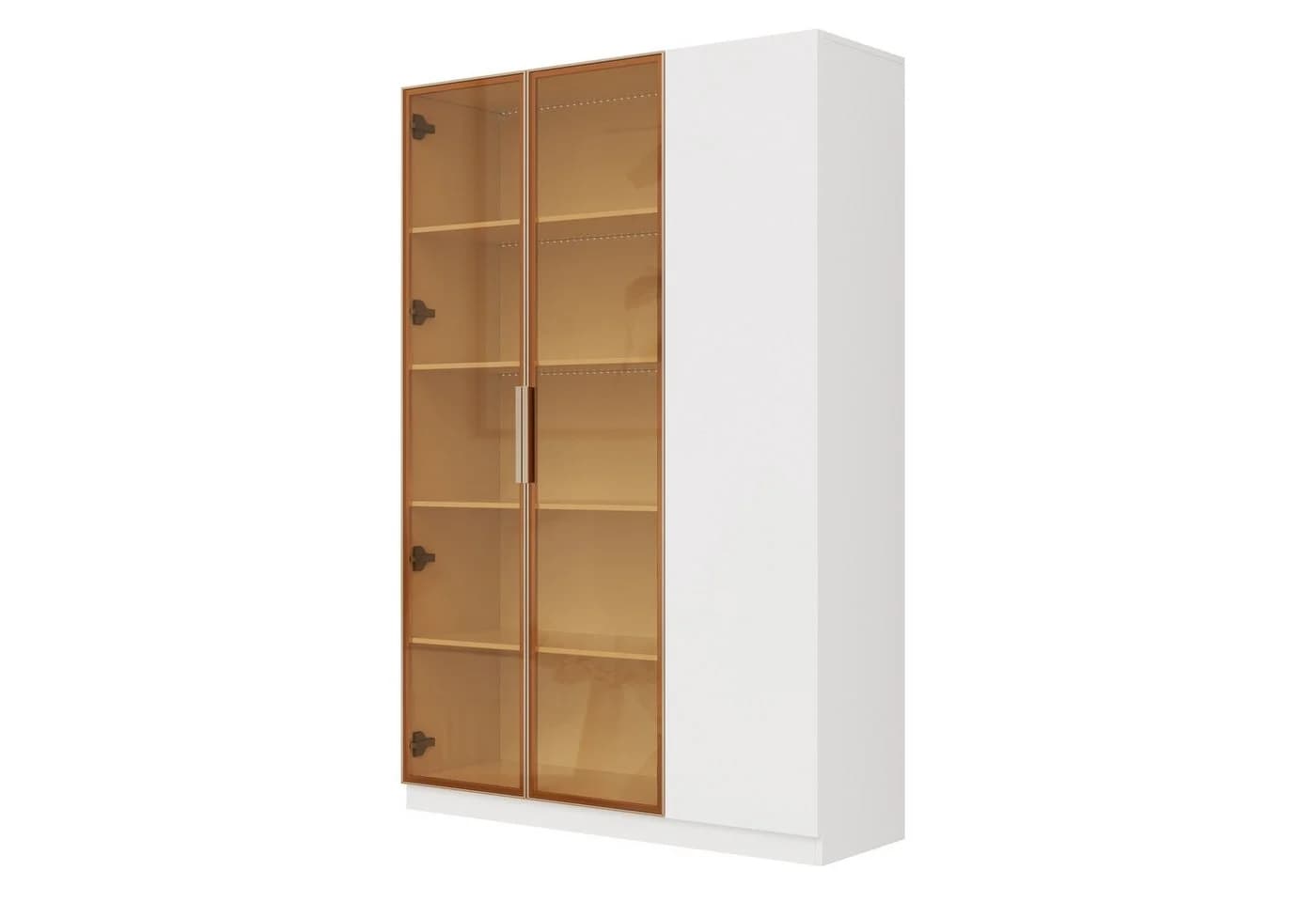 Flieks Glasvitrine Hochschrank mit LED-Beleuchtung, 2 Glastüren und 1 Holztür - Bild 3