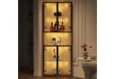 Flieks Glasvitrine Eckschrank mit LED-Beleuchtung und 4 Glastüren Holzoptik Bild 1