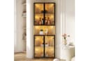 Flieks Glasvitrine Eckschrank mit LED-Beleuchtung und 4 Glastüren Holzoptik Bild 2