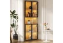Flieks Glasvitrine Eckschrank mit LED-Beleuchtung und 4 Glastüren Holzoptik Bild 3