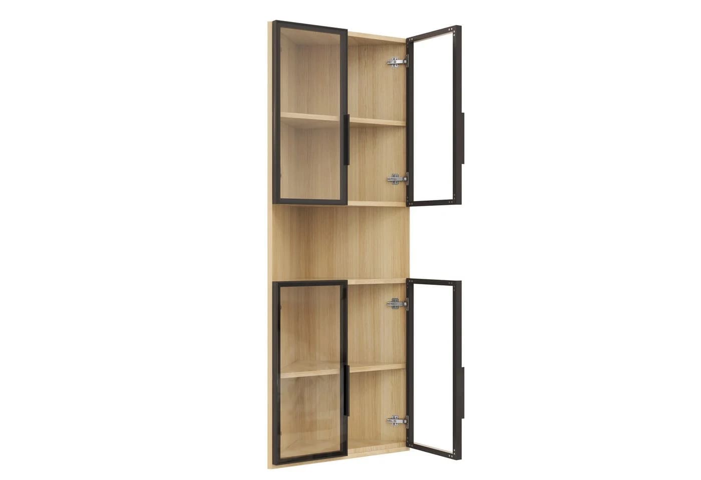 Flieks Glasvitrine Eckschrank mit LED-Beleuchtung und 4 Glastüren Holzoptik - Bild 4