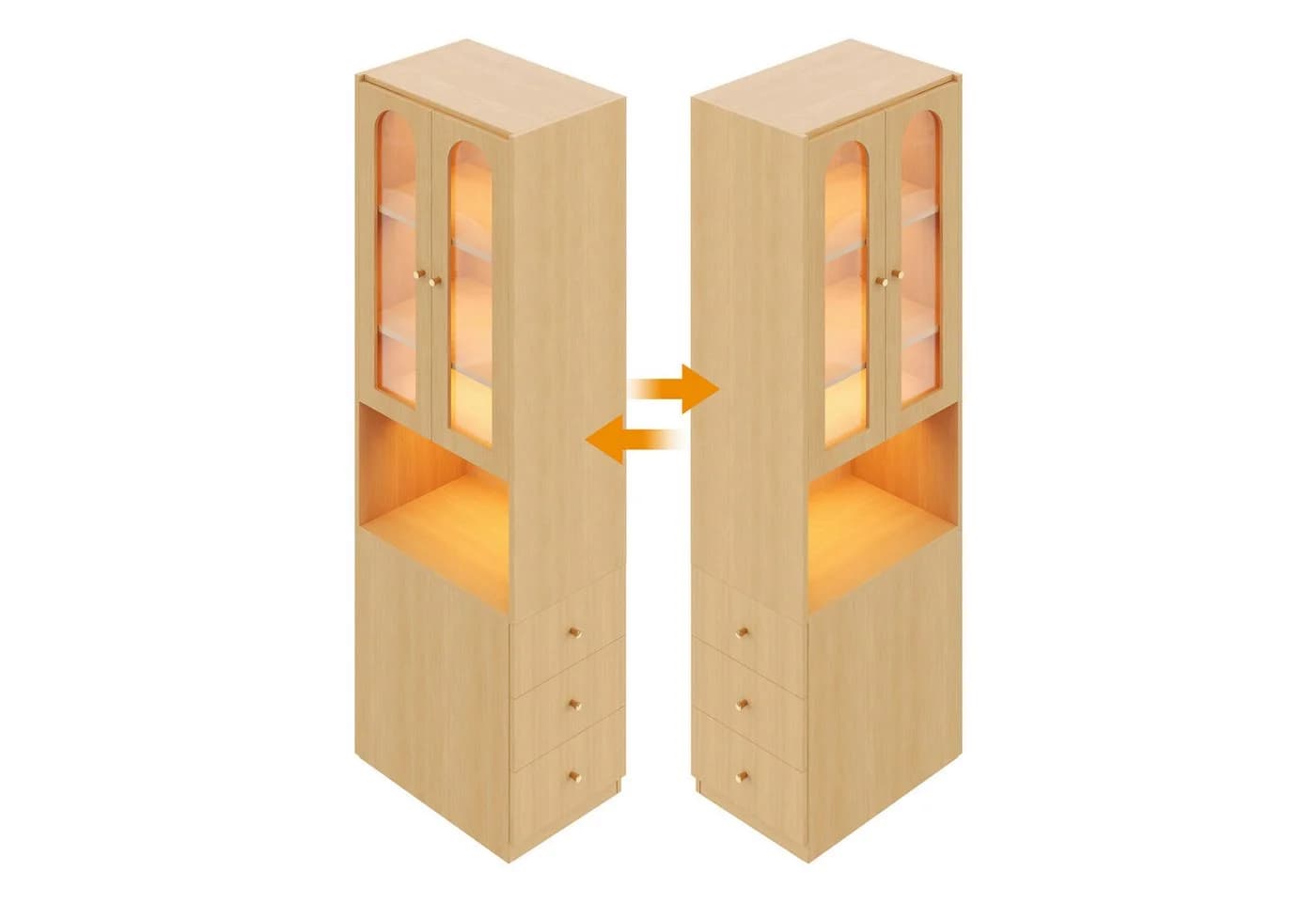 Flieks Eckschrank mit LED-Beleuchtung und Glastüren beige - Bild 3