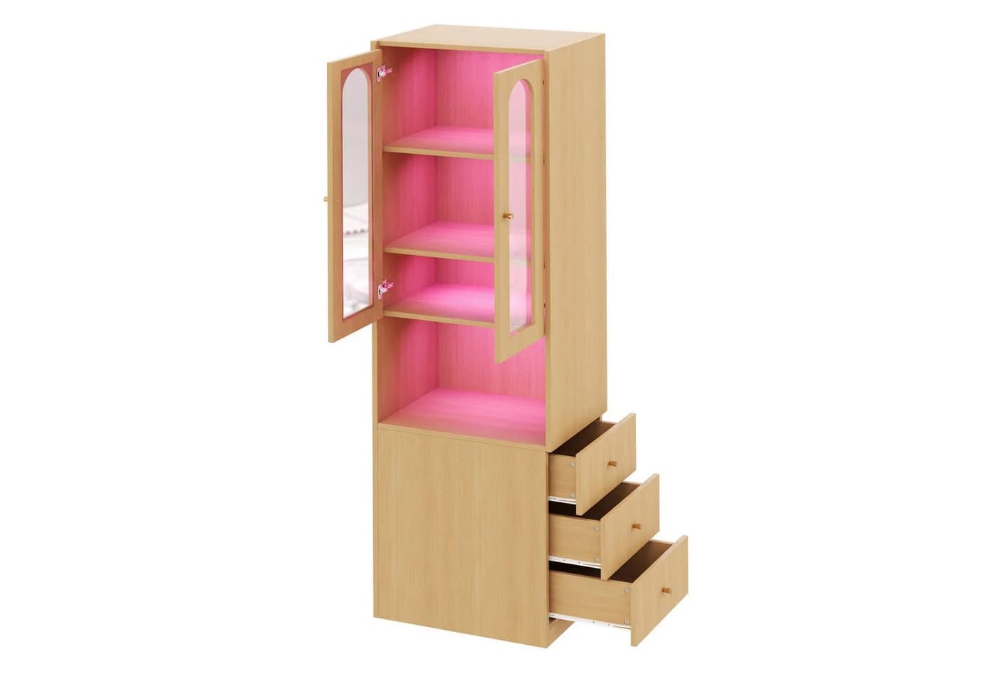 Flieks Eckschrank mit LED-Beleuchtung und Glastüren beige - Bild 5