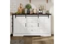Flieks Sideboard mit Schubladen & Schiebetür Weiß Walnussholzoptik Bild 2