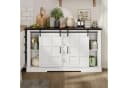 Flieks Sideboard mit Schubladen & Schiebetür Weiß Walnussholzoptik Bild 3