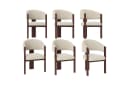 Flieks Polsterstuhl Gestell Eisen Holzoptik Walnussfarbe Flanellstoff Beige Bild 3