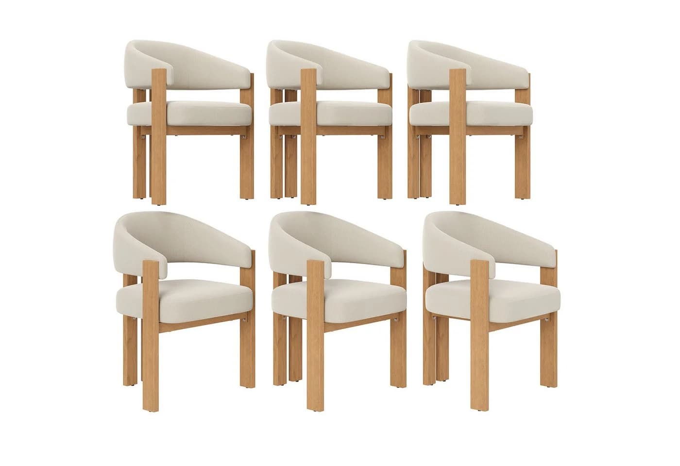 Flieks Polsterstuhl 6er Set Esszimmerstühle Armlehnstühle Beige - Bild 3