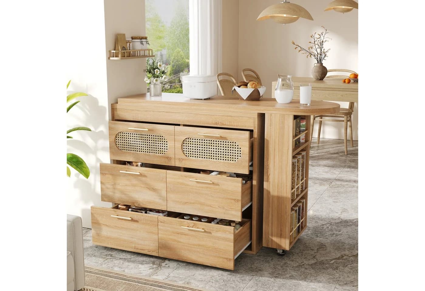 Flieks Bartisch 360° drehbar mit Sideboard Holzoptik - Bild 3