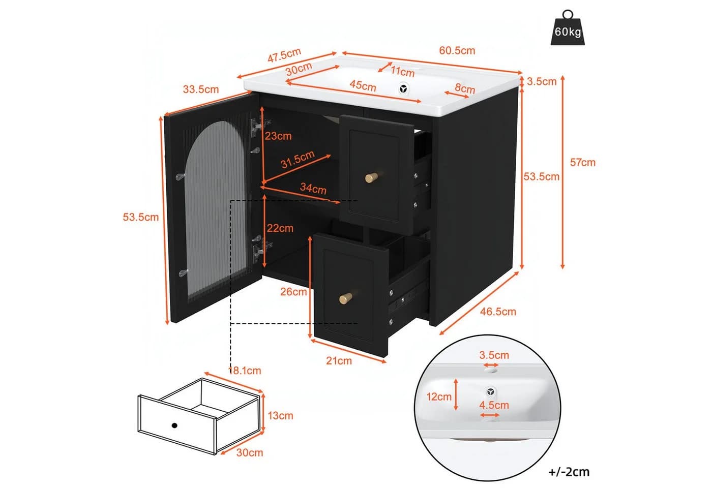 Flieks Waschtisch mit LED & Soft-Close Schubladen - Bild 5