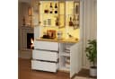 Flieks Küchenbuffet Hochschrank Holzoptik Weiß LED Glastüren 120x40x200 cm Bild 2