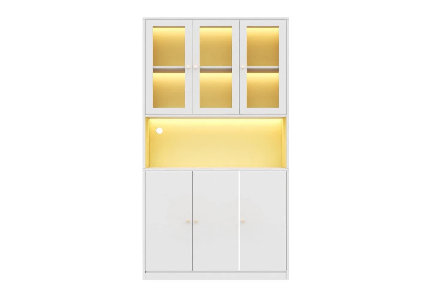 Flieks Küchenbuffet Weiß mit Glastüren und LED-Beleuchtung - Bild 3
