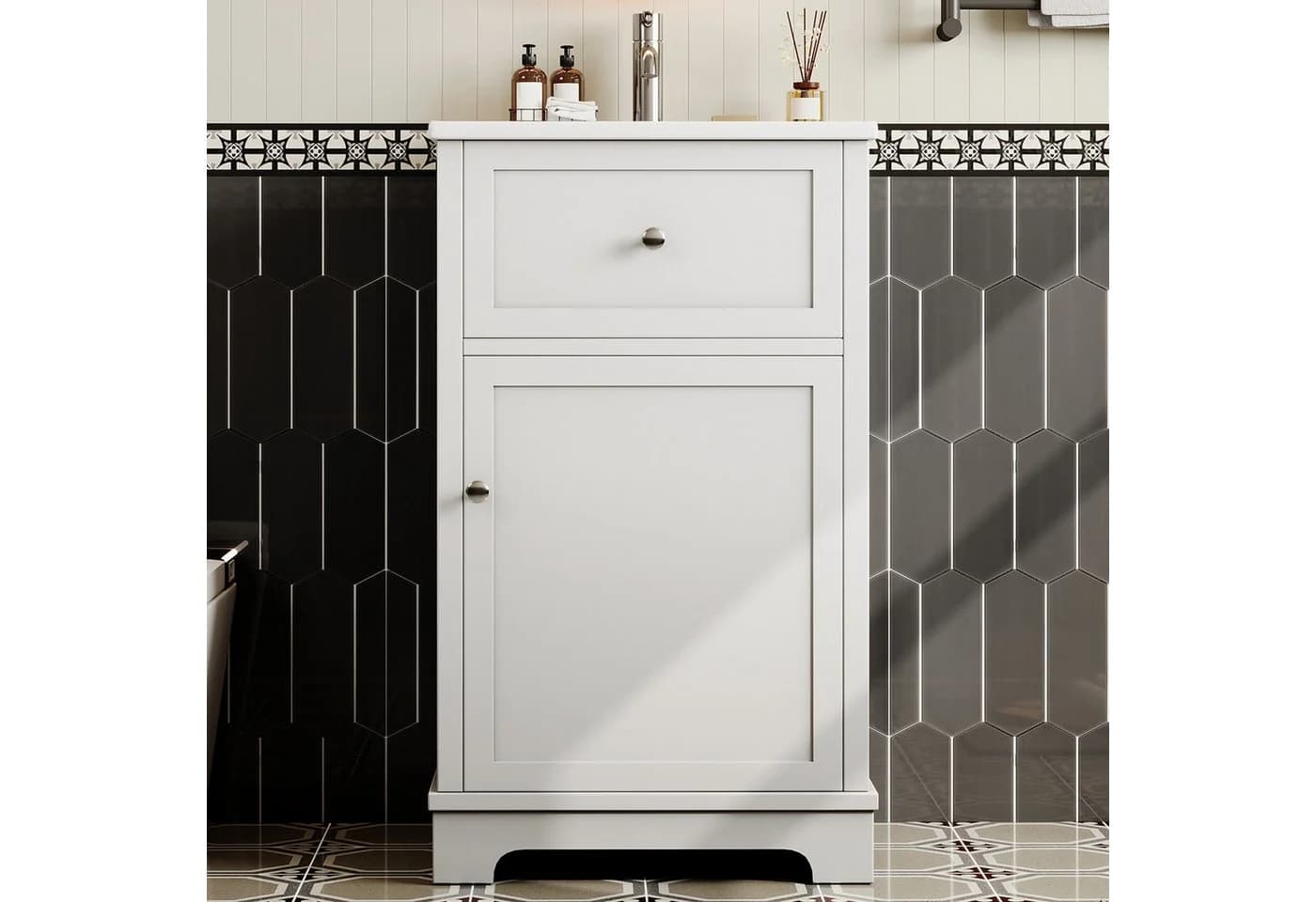Flieks Waschtischunterschrank mit Keramik-Waschbecken Weiß - Bild 3