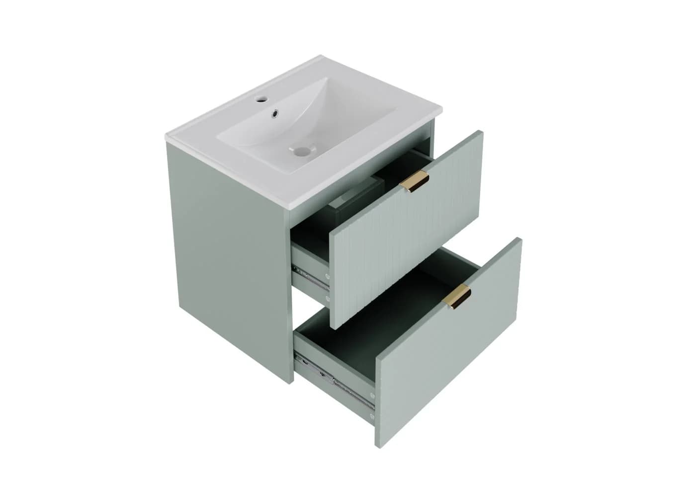 Flieks Waschtischunterschrank Grün mit Waschbecken - Bild 4