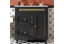 Flieks Waschtischunterschrank mit Waschbecken Schwarz Massivholzfüße Rattan Bild 1
