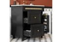 Flieks Waschtischunterschrank mit Waschbecken Schwarz Massivholzfüße Rattan Bild 4