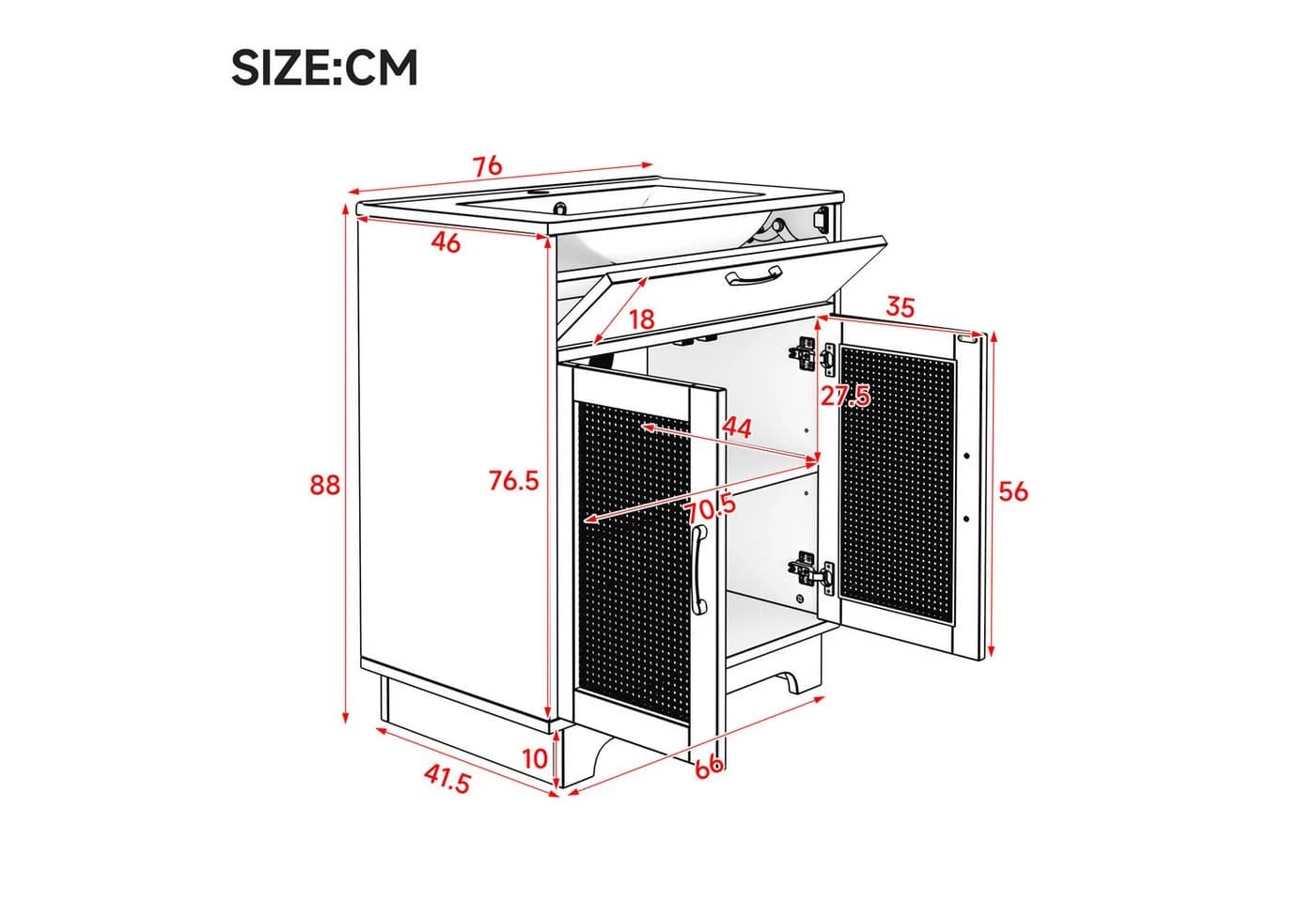 Flieks Waschtisch mit Rattan-Design und Soft-Close-Türen - Bild 5