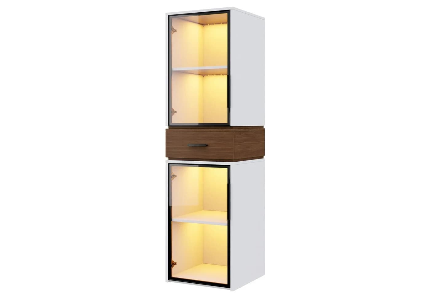 Flieks Glasvitrine mit LED-Beleuchtung, 2 Glastüren und 1 Schublade - Bild 4