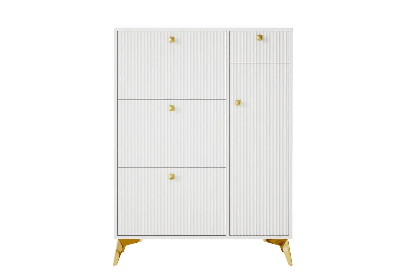 Flieks Schuhschrank Weiß/Gold 3 Klappen 1 Schublade 1 Tür - Bild 5