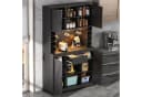 Flieks Küchenbuffet Schwarz mit LED, Steckdosen & Weinregal Bild 1