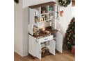 Flieks Küchenbuffet Weiß mit Walnuss-Arbeitsplatte und LED Bild 1