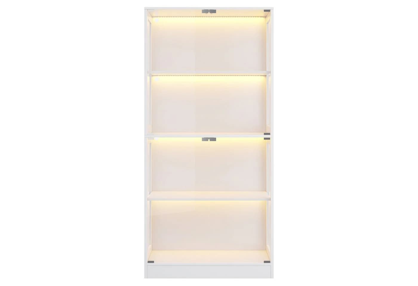 Flieks Glasvitrine Eckvitrine mit LED-Beleuchtung und 4 Glastüren Weiß - Bild 5