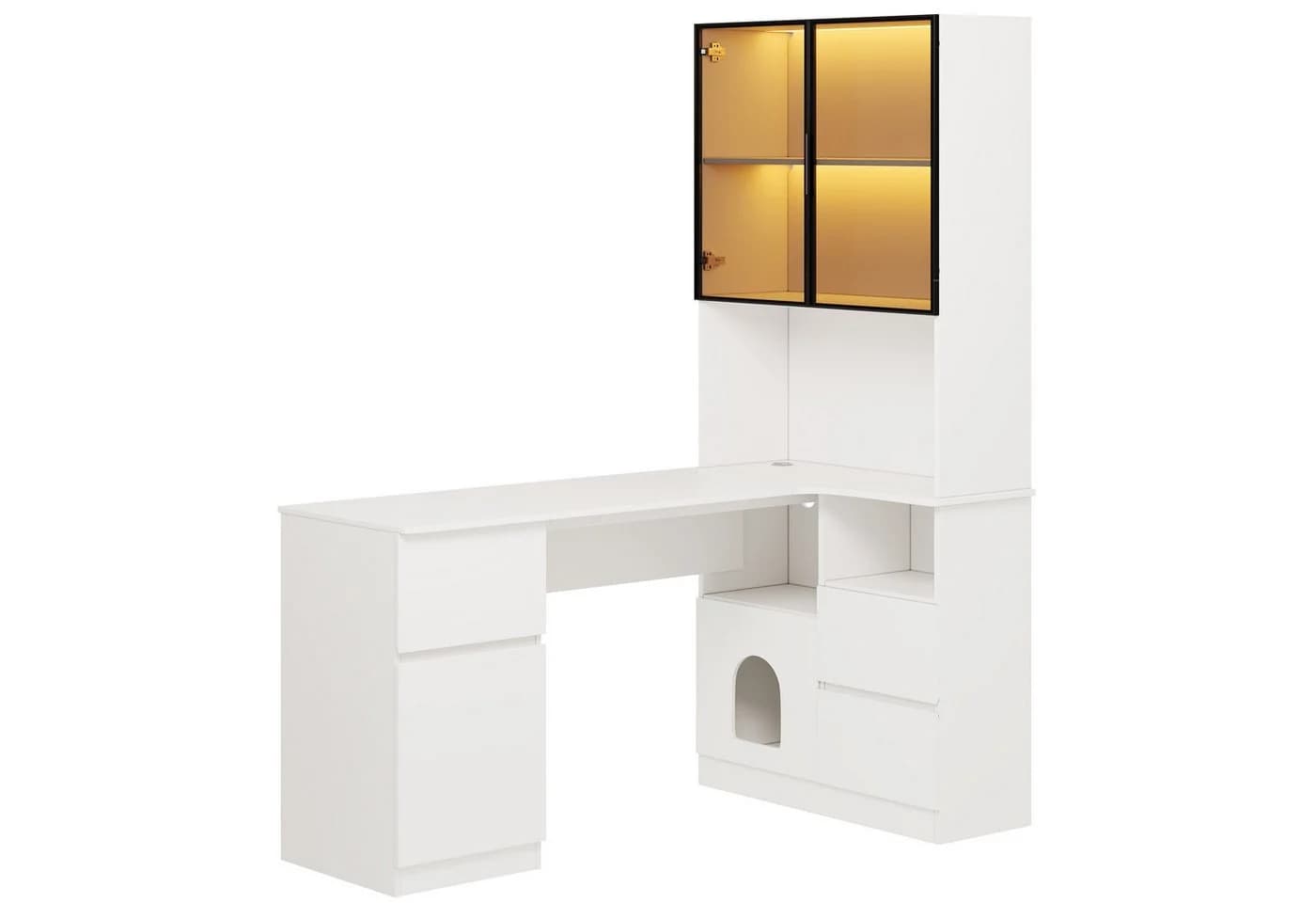 Flieks Eckschreibtisch 2-in-1 mit Hochschrank Weiß - Bild 3