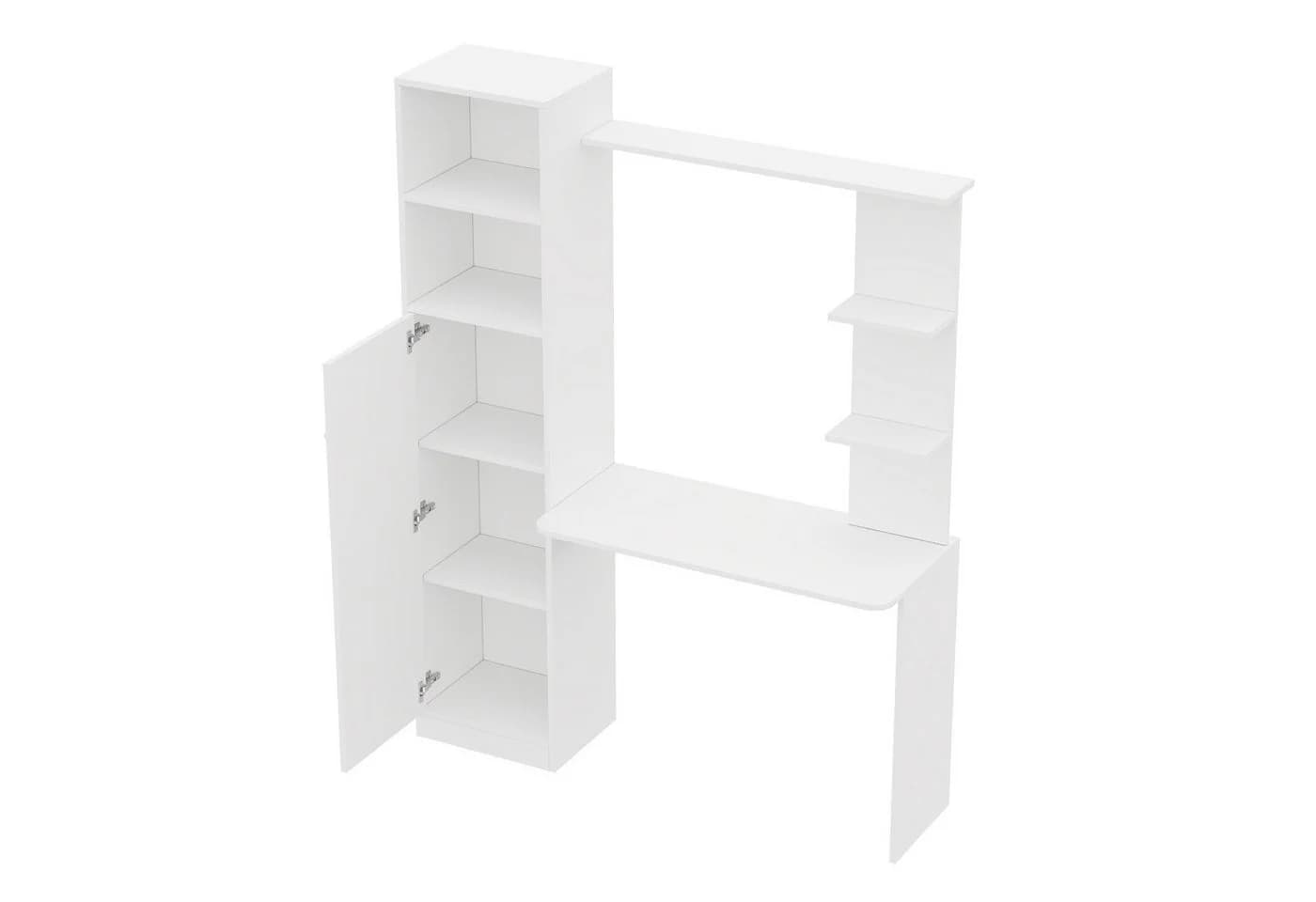 Flieks L-förmiger Schreibtisch mit Hochschrank und Ablagen Weiß - Bild 5
