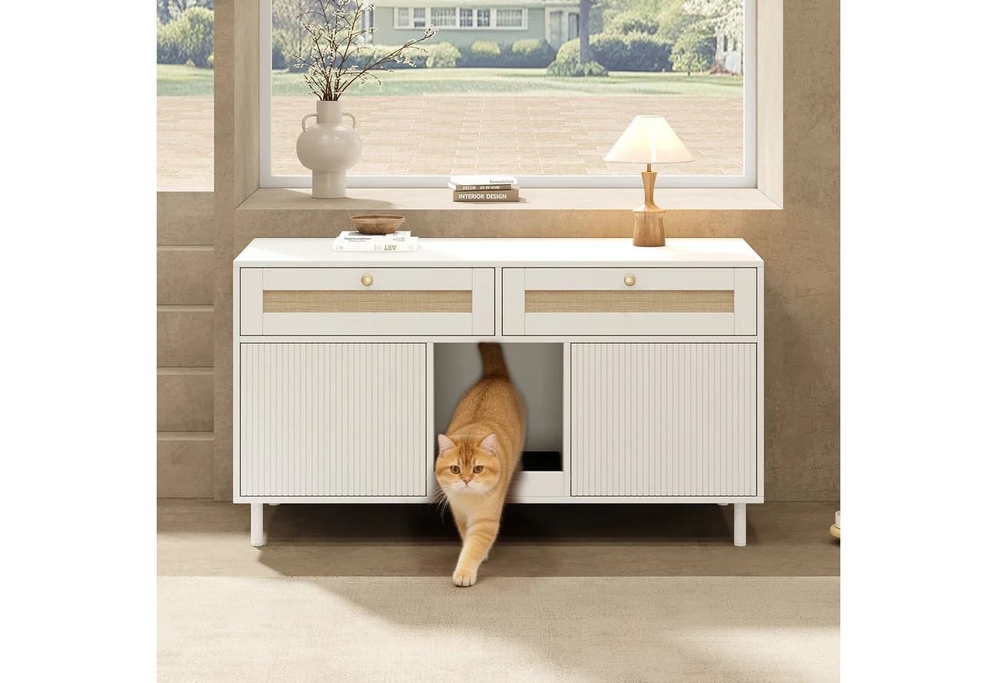 Flieks Mehrzweckschrank Weiß mit Rattan-Schubladen - Bild 3