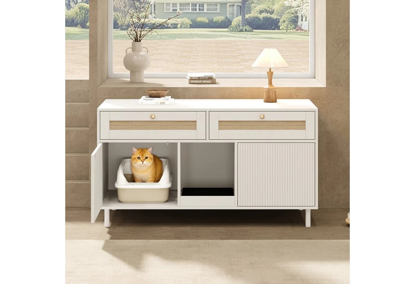 Flieks Mehrzweckschrank Weiß mit Rattan-Schubladen - Bild 4