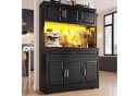 Flieks Küchenbuffet Hochschrank Schwarz mit LED-Beleuchtung und Schubladen Bild 2