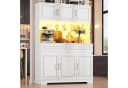 Flieks Küchenbuffet Hochschrank Weiß mit LED-Beleuchtung und Schubladen Bild 2