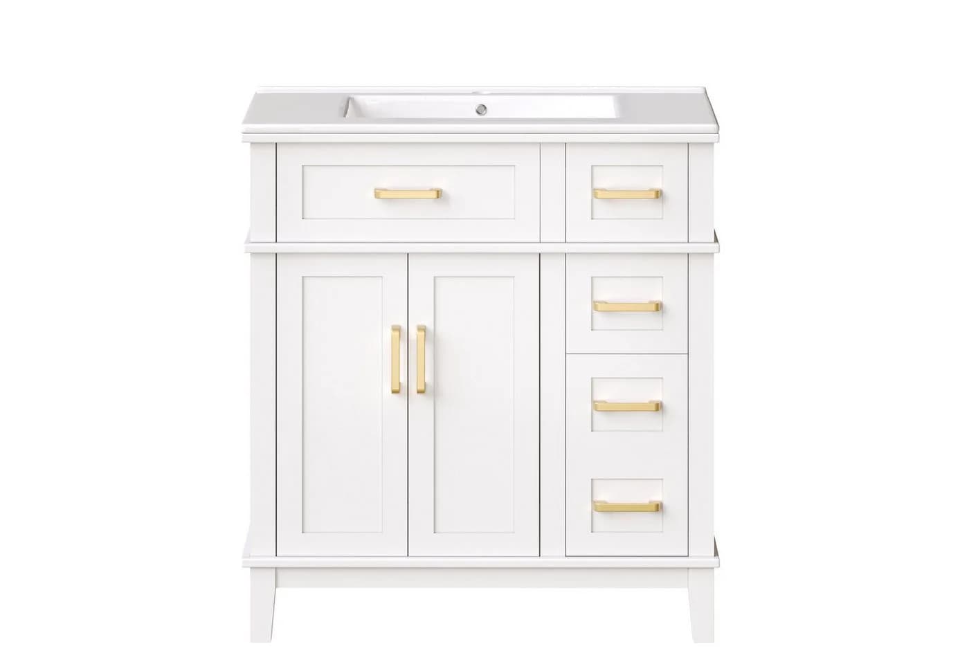 Flieks Waschtischunterschrank mit Keramik-Waschbecken Weiß Soft-Close - Bild 5