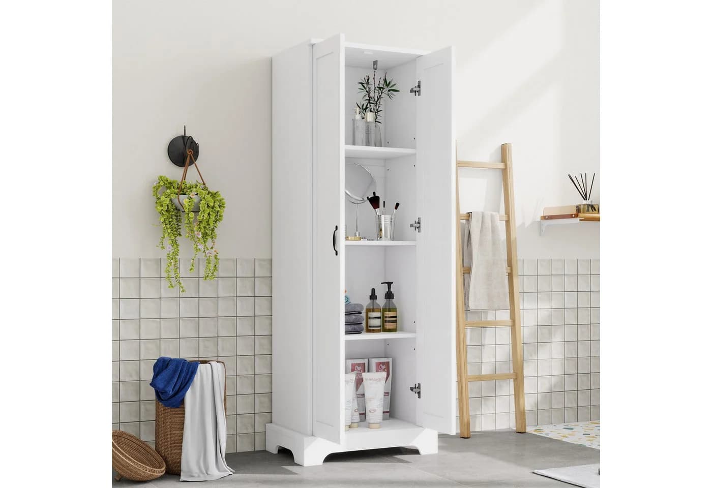 Flieks Badkommode Hochschrank Weiß mit Soft-Close