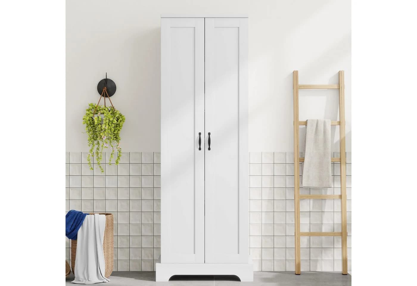 Flieks Badkommode Hochschrank Weiß mit Soft-Close - Bild 2