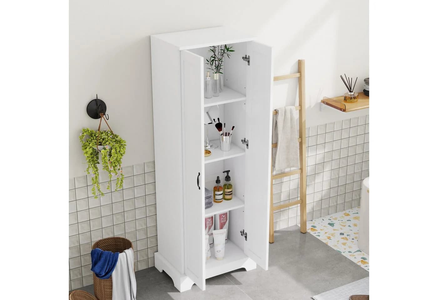 Flieks Badkommode Hochschrank Weiß mit Soft-Close - Bild 3