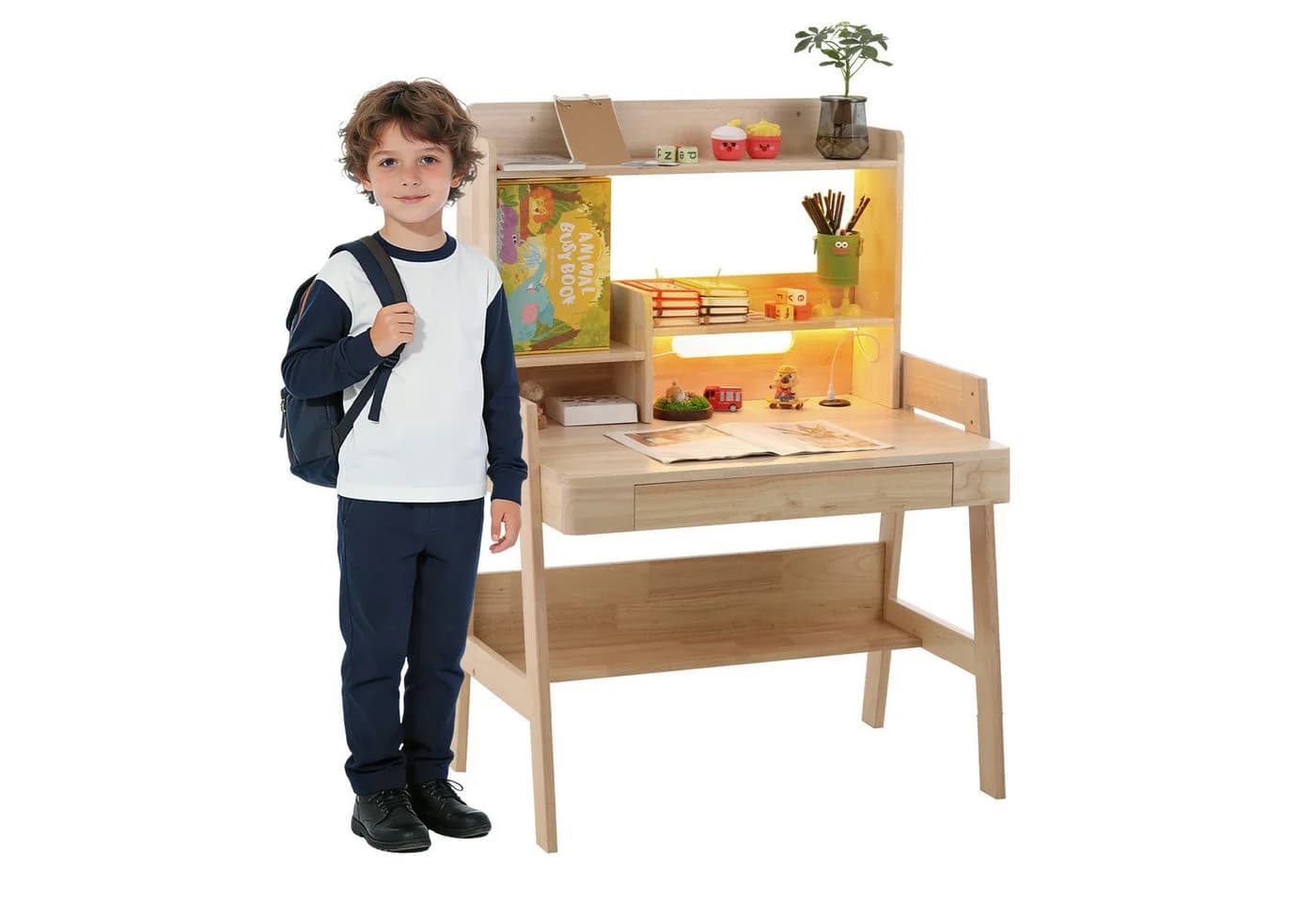 Flieks Kinderschreibtisch höhenverstellbar mit LED & USB - Bild 2