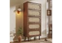 Flieks Hochschrank Kommode 5 Klappen Rattan Walnuss Bild 1