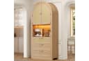 Flieks Hochschrank Küchenbuffet mit LED-Beleuchtung und Rattantüren Bild 1