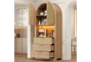Flieks Hochschrank Küchenbuffet mit LED-Beleuchtung und Rattantüren Bild 2