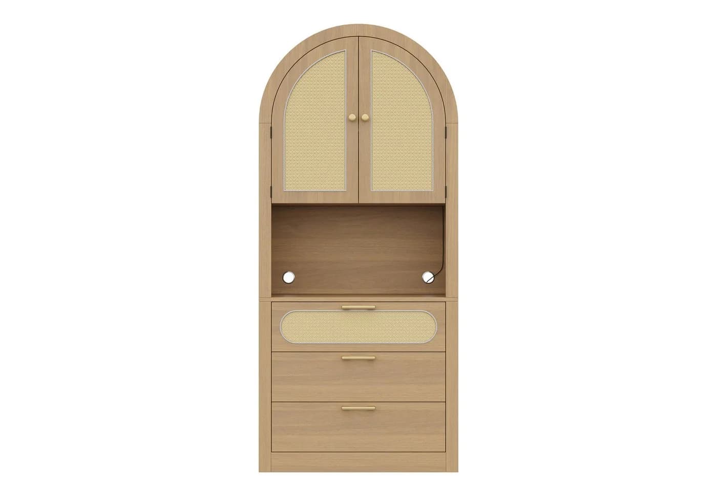 Flieks Hochschrank Küchenbuffet mit LED-Beleuchtung und Rattantüren - Bild 4