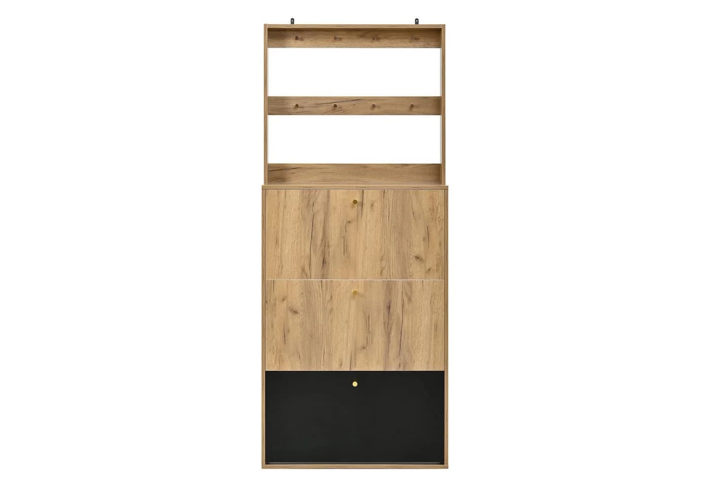 Flieks Schuhschrank mit Haken und 3 Fächern Beige Holzoptik - Bild 4