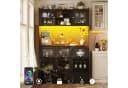 Flieks Küchenbuffet Hochschrank Schwarz mit USB, LED & Glastüren Bild 1